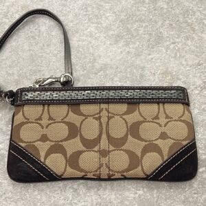 Coach Brown Suede and Black Signature Wristlet